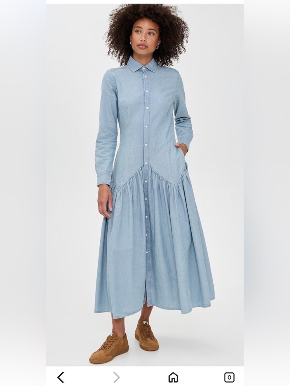 Polo by Ralph Lauren Light Blue Chambray Shirt Midi Dress - Picture 2 of 3